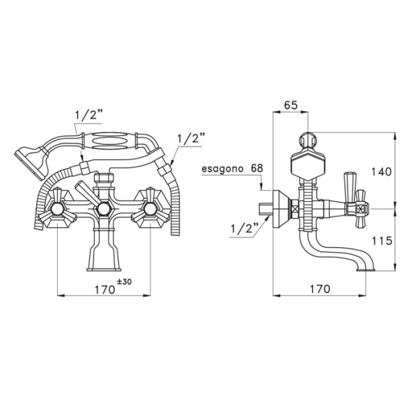Смеситель для ванны Stella Eccelsa EC 02209 AU00 золото