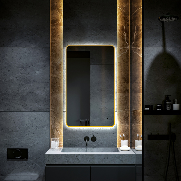 Зеркало с подсветкой Abber See AG6112SCG золото