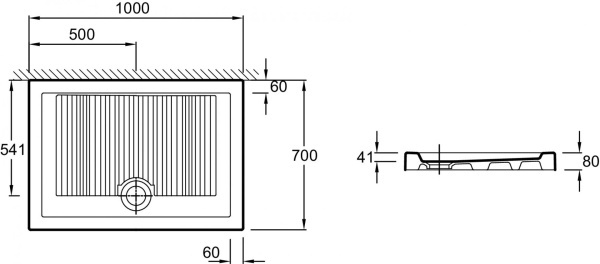 Душевой поддон 100x70 Jacob Delafon Kyreo EN112-00 слив 90 мм белый