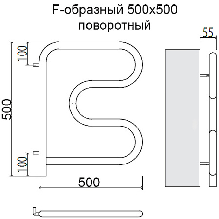 Полотенцесушитель электрический Terminus F-образный поворот 500х500 4620768883880