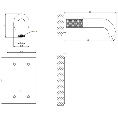 Смеситель для раковины Gessi 316 54415#239 матовая сталь