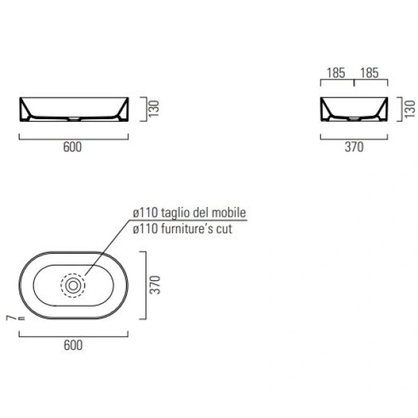 Раковина 60x37 см GSI Kube X 945805