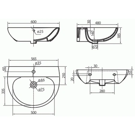 Раковина 60x48 см Kolo Runa L81160000