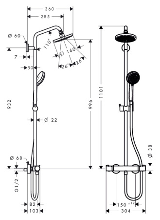 Душевая стойка hansgrohe Croma 27135000