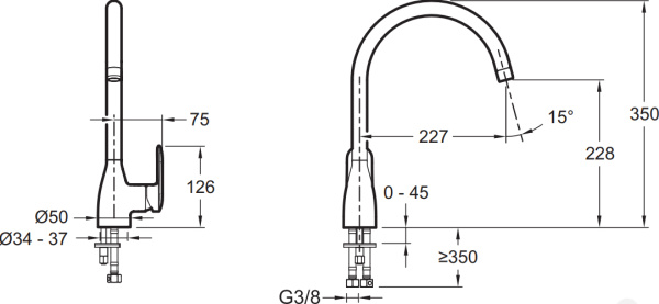 Смеситель для кухни Jacob Delafon KUMIN E99477-CP