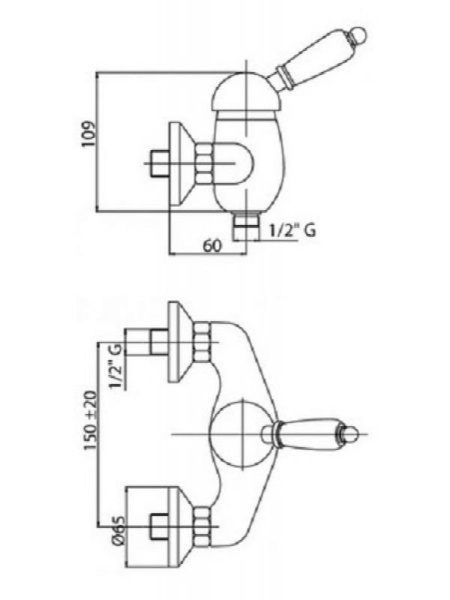 Смеситель для душа Cezares Vintage VINTAGE-D-03/24-Sw