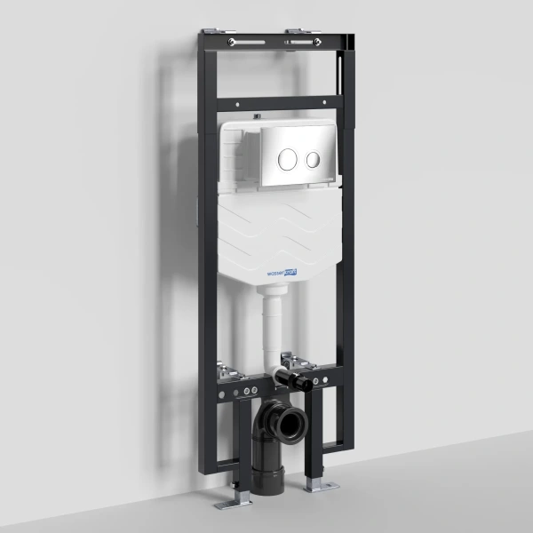 Инсталляция для унитаза WasserKRAFT Dinkel 58 58TLT.010.ME.CH01 с кнопкой смыва, хром