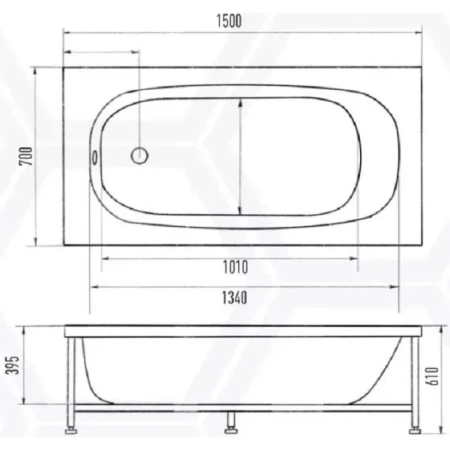 Акриловая ванна 150x70 см Eurolux Lait E1015070017