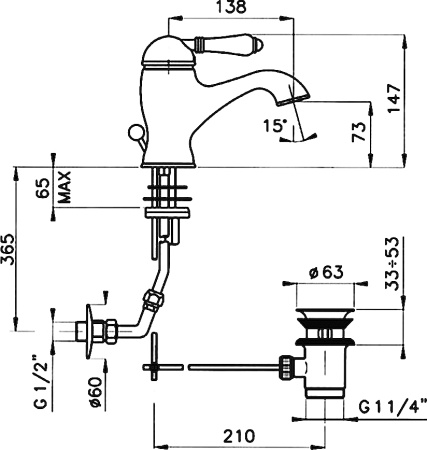 Смеситель для раковины Nicolazzi El Capitan 3402CR75
