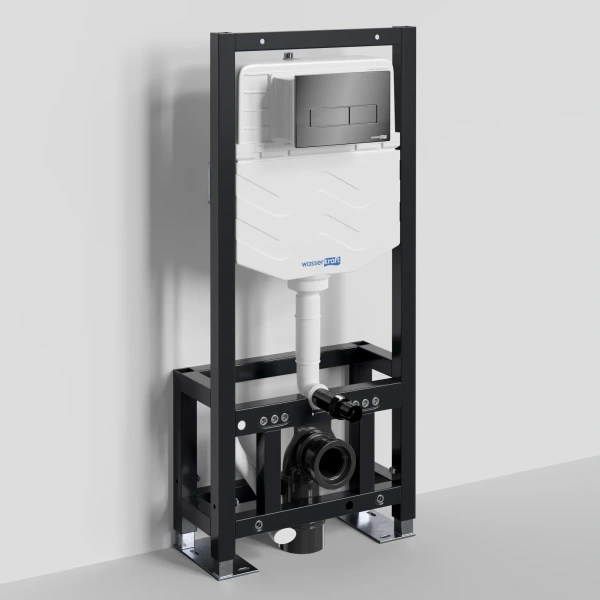 Инсталляция для унитаза WasserKRAFT Dill 61 61TLT.010.ME.PB03 с кнопкой смыва, черный глянец