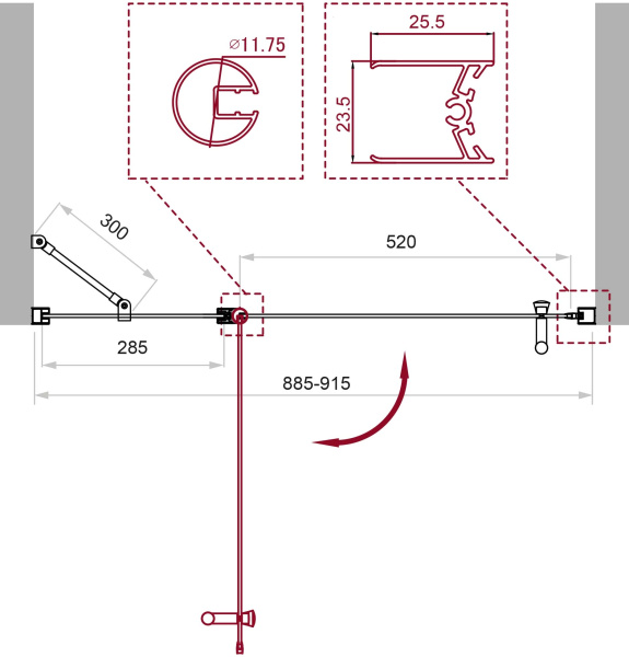 Душевая дверь в нишу BelBagno Uno UNO-B-12-30+60-C-Cr