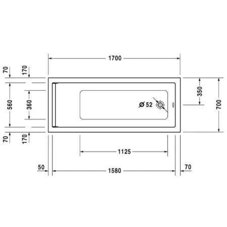 Акриловая ванна 170x70 см Duravit Starck 700334000000000