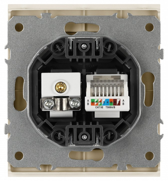 ТВ-розетка и розетка Ethernet RJ-45 без рамки Эра Arktik Б0070497