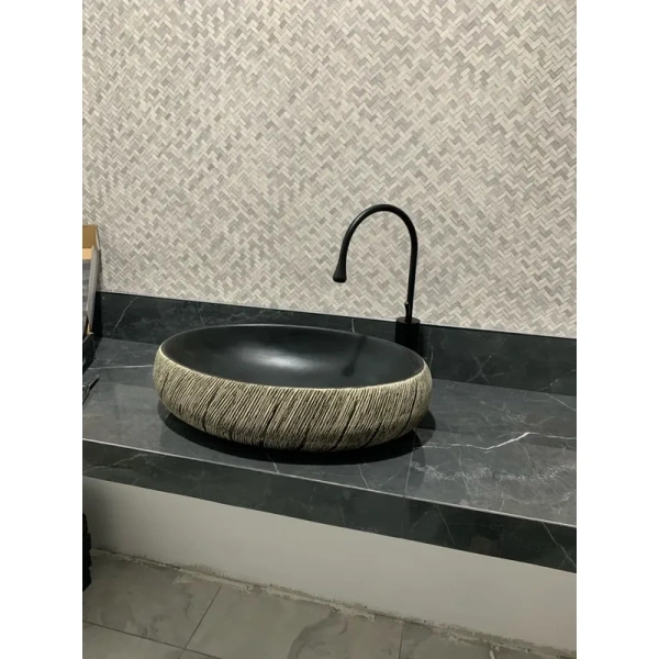 Раковина-чаша CeramaLux J2102 60x41 см, накладная, черный
