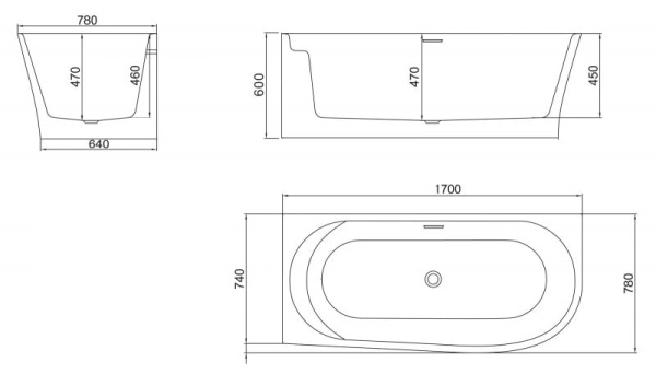 Акриловая ванна BelBagno 170x78 BB410-1700-780-L