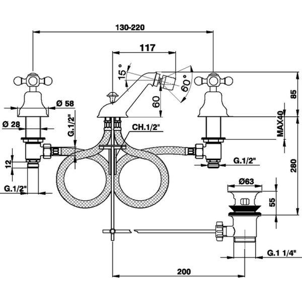 Смеситель для биде Cisal Arcana Ceramic AC00122024 золото