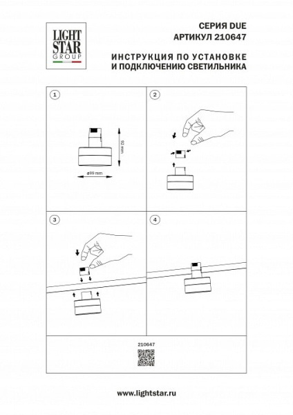 Накладной светильник Lightstar Due Hermes 210647
