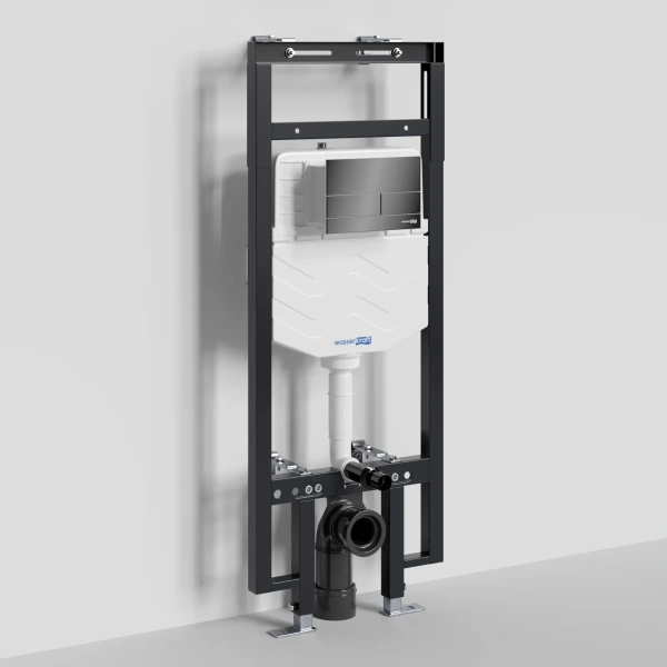 Инсталляция для унитаза WasserKRAFT Dinkel 58 58TLT.010.ME.PB04 с кнопкой смыва, черный глянец