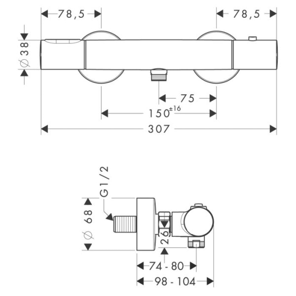 Термостатический смеситель для душа Axor Citterio M 34635000