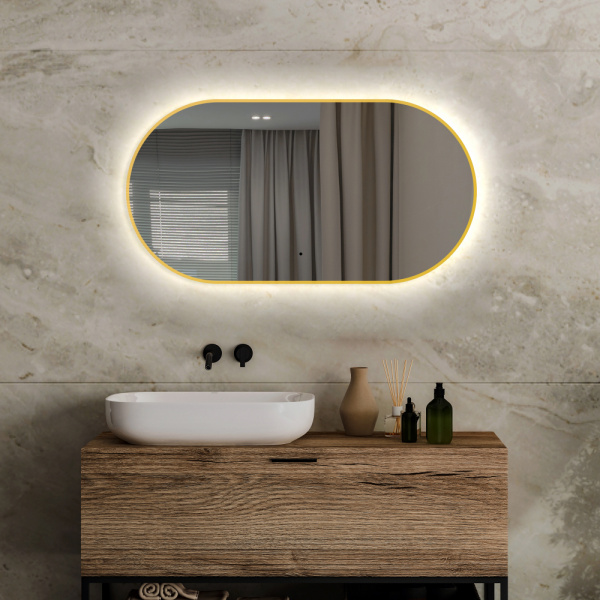 Зеркало с подстветкой Abber Kontur AG6304SCG золото