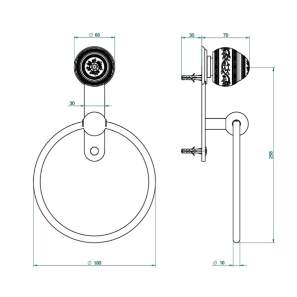 Полотенцедержатель THG Marquise blanc dcor Platine A7G.A02.504N