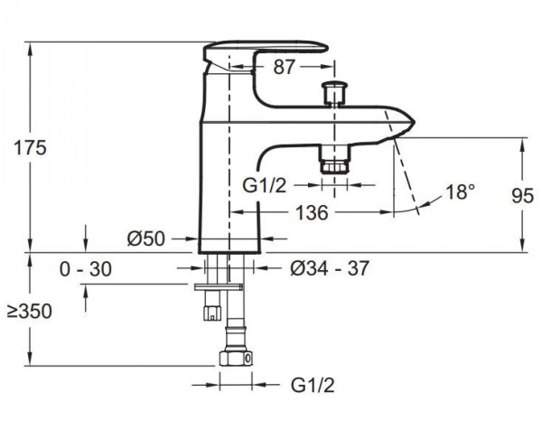Смеситель на борт ванны Jacob Delafon Kumin E99458-CP хром