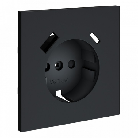 Накладка для розетки с заземлением и со шторками и 2хUSB type A и C Voltum S70 VLS001007
