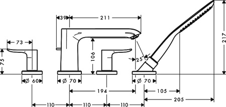 Смеситель для ванны hansgrohe Metris E 31442000