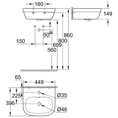 Раковина 44,9x39,6 см Grohe Euro Ceramic 3932400H