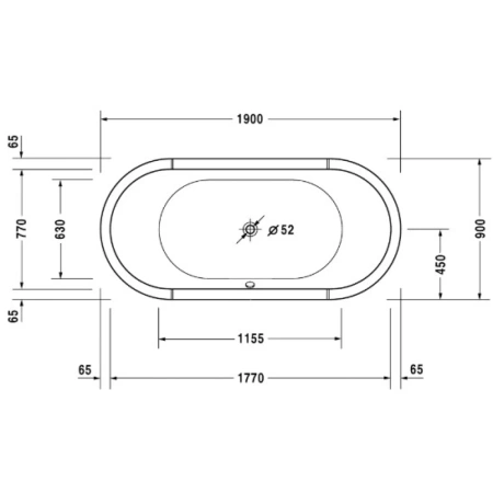 Акриловая ванна Duravit Starck 700012000000000 190x90 см, отдельностоящая, белый