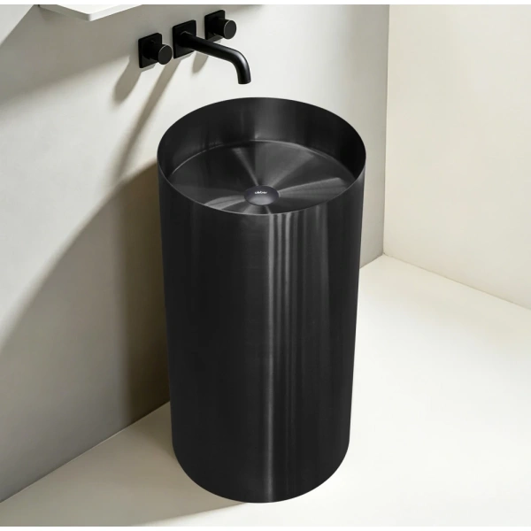 Раковина Abber Wasser Kreis AF2414MB 40x40 см, напольная, черный матовый