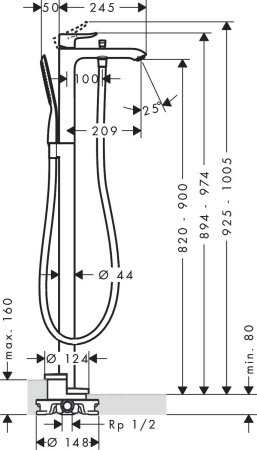 Смеситель для ванны hansgrohe Metris 31471000