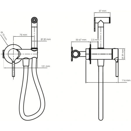Гигиенический душ WasserKRAFT Rhein 9938BG со смесителем, золотой матовый