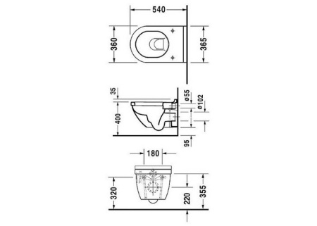 Подвесной унитаз Duravit Starck 3 2225090000