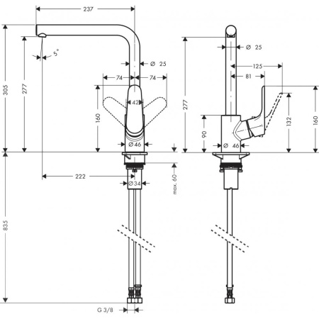 Смеситель для кухни hansgrohe Focus 280 31817670