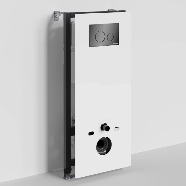 Инсталляция для унитаза WasserKRAFT Abens 20 20TLT.010.ME.WH.PB02 с кнопкой смыва, черный глянец