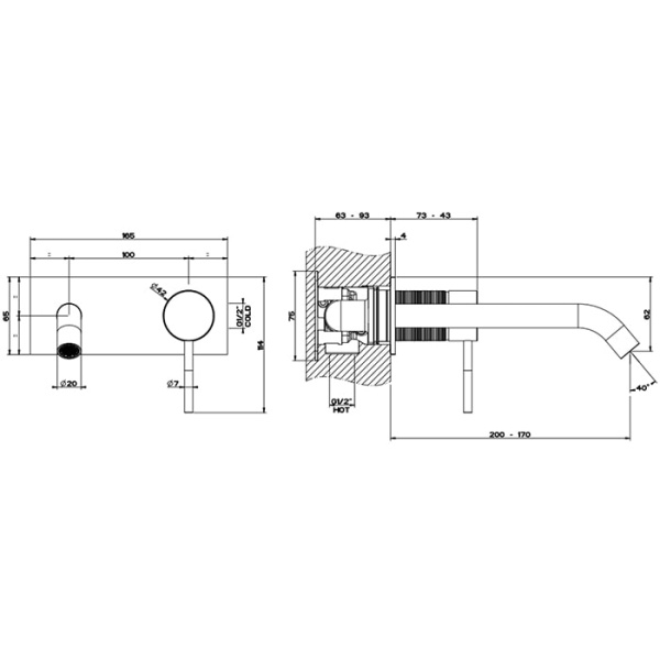 Смеситель для раковины Gessi 316 54483#707 черный матовый