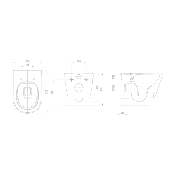 Унитаз подвесной Ravak Chrome X01651 безободковый, белый