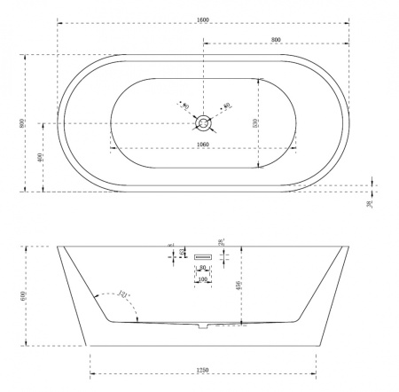 Акриловая ванна Abber 160x80 AB9203-1.6
