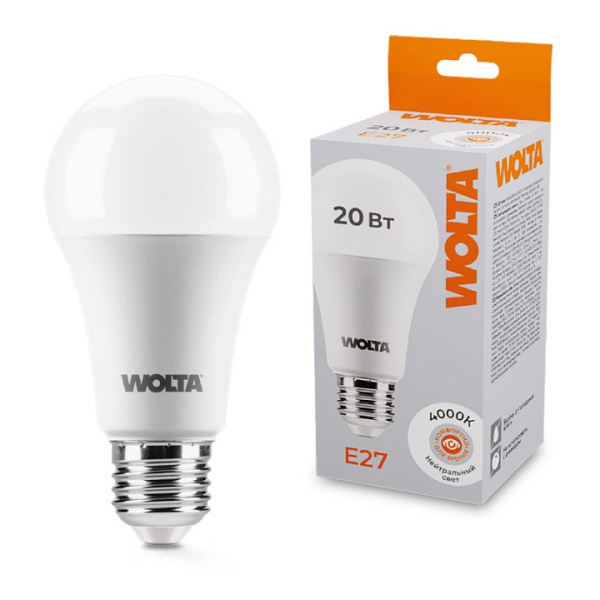 Лампа светодиодная Wolta E27 20Вт 4000K 25S65BL20E27