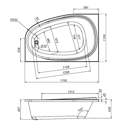 Каркас для ванны Am.Pm Like 170х110 L