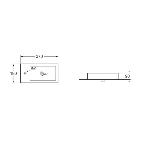 Раковина керамическая Vincea VBS-133L 370*180*90 белая левая