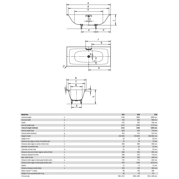 Ванна стальная Kaldewei Silenio 676 267600013001 180x80 см, с водоотталкивающим покрытием, альпийский белый