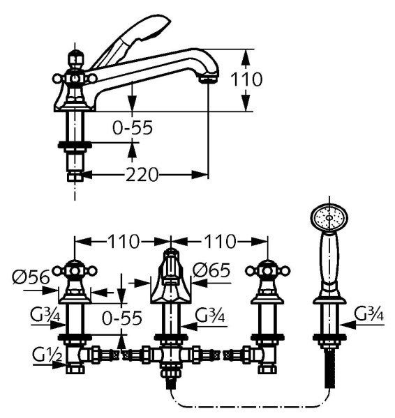 Смеситель для ванны Kludi Adlon 515250520