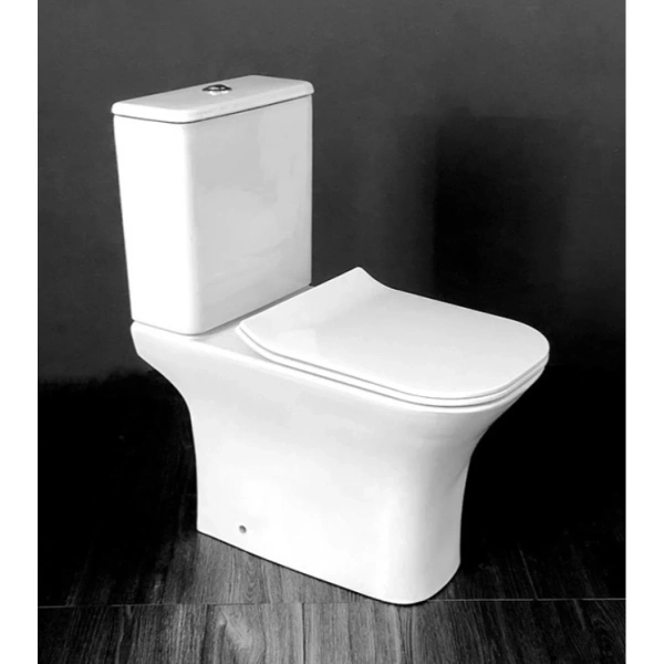 Унитаз-компакт CeramaLux 1218-1A безободковый, с сиденьем микролифт, белый