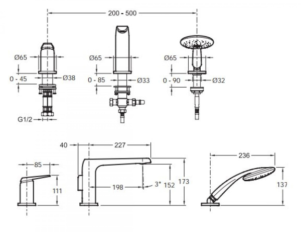 Смеситель для ванны Jacob Delafon Avid E97360-CP