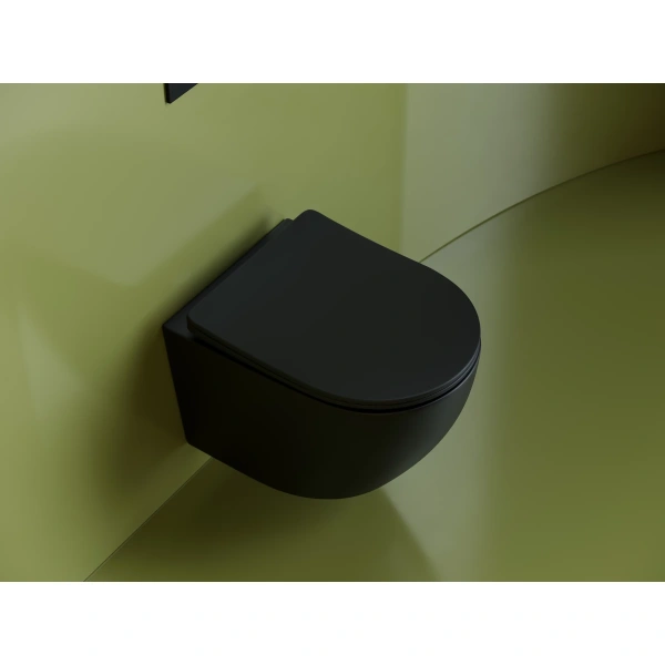 Унитаз подвесной Ceramica Nova Uno CN11001MB безободковый, с сиденьем микролифт, черный матовый