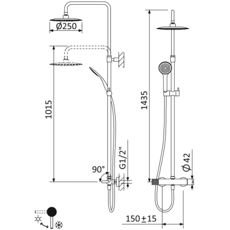 Душевая система 250 мм Cezares Leaf LEAF-CDA-25-L-01
