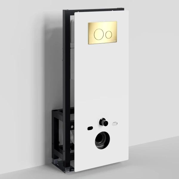 Инсталляция для унитаза WasserKRAFT Glan 66 66TLT.010.ME.WH.PG02 с кнопкой смыва, золотой