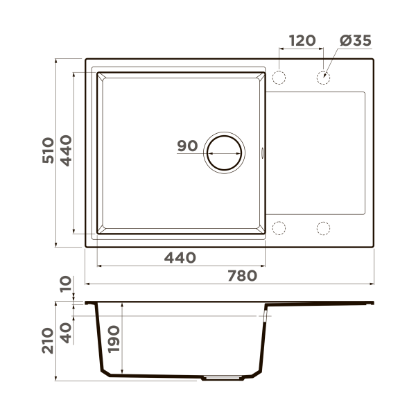 Кухонная мойка Omoikiri Daisen 78-LB-GR Artgranit/leningrad grey 4993690